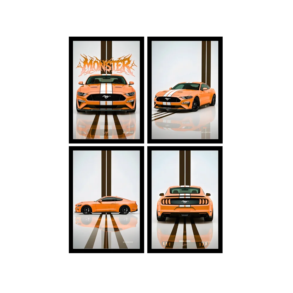 Djane Studio Supercars Wall Frame Set | Premium Wall Art for Living Room, Bedroom, Office & Gaming Room | Modern Home Décor | Pack of 4 | Size 12x8 Inch